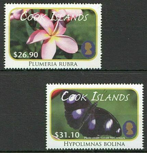 Кук, 2011, Цветы и Бабочки, 2 марки
